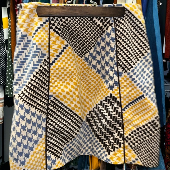 Maeve Anthropologie Corduroy Color Block Patchwork Pocket A-Line Unique Skirt - Picture 2 of 3